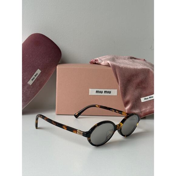 NEW Miu Miu MU04ZSF Brown Silver Mirror Sunglasses $518 - Picture 5 of 6